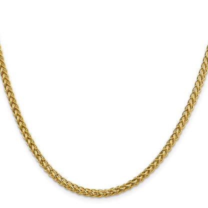 14K Gelbgold 16 4.3mm Halbmassiv 3-wire Weizen mit Karabinerverschluss Halskette