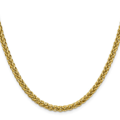 14K Gelbgold 16 4.65mm Halbmassiv 3-wire Weizen mit Karabinerverschluss Halskette