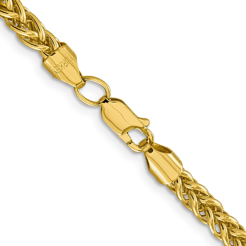 14K Gelbgold 16 4.65mm Halbmassiv 3-wire Weizen mit Karabinerverschluss Halskette