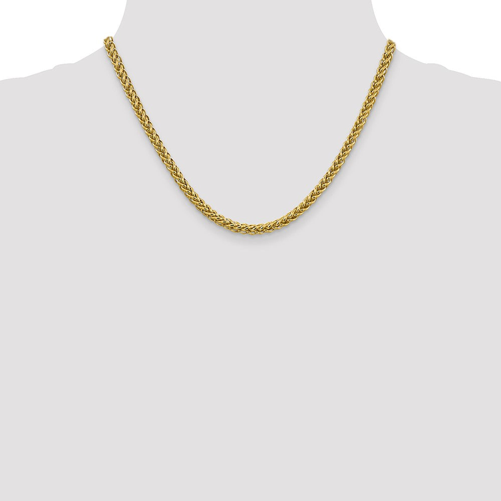 14K Gelbgold 16 4.65mm Halbmassiv 3-wire Weizen mit Karabinerverschluss Halskette