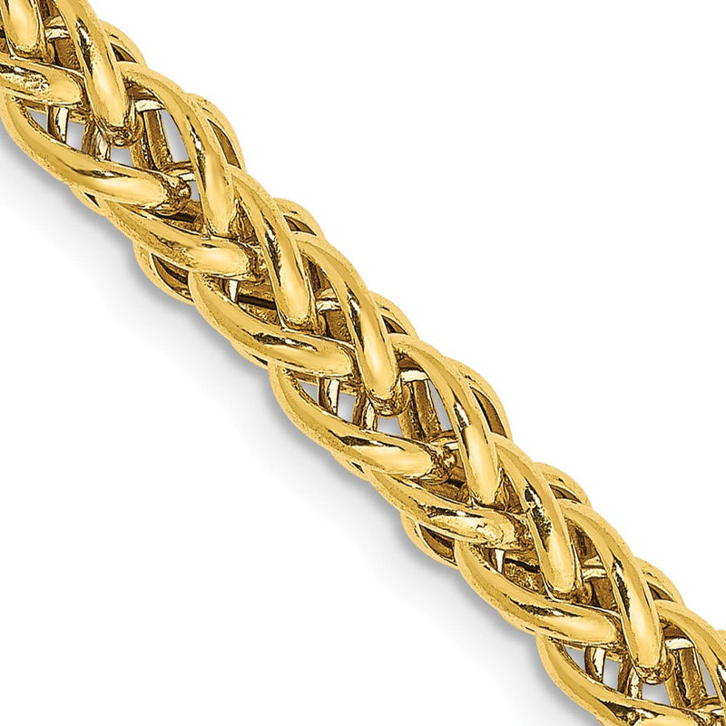 14K Gelbgold 16 4.65mm Halbmassiv 3-wire Weizen mit Karabinerverschluss Halskette