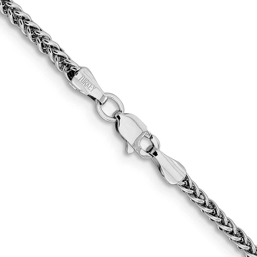 14K Weißgold 2.35mm Halbmassiv 3-wire Weizen mit Karabinerverschluss Halskette
