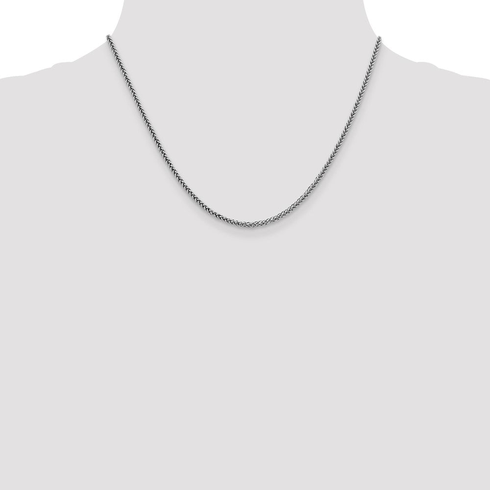 14K Weißgold 2.35mm Halbmassiv 3-wire Weizen mit Karabinerverschluss Halskette