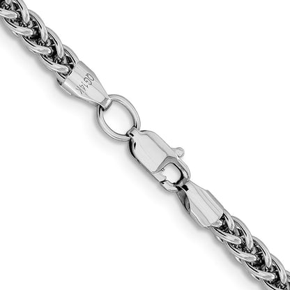 14K Weißgold 16 4.3mm Halbmassiv 3-wire Weizen mit Karabinerverschluss Halskette