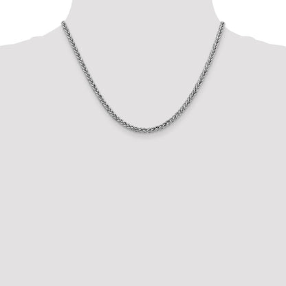 14K Weißgold 16 4.3mm Halbmassiv 3-wire Weizen mit Karabinerverschluss Halskette