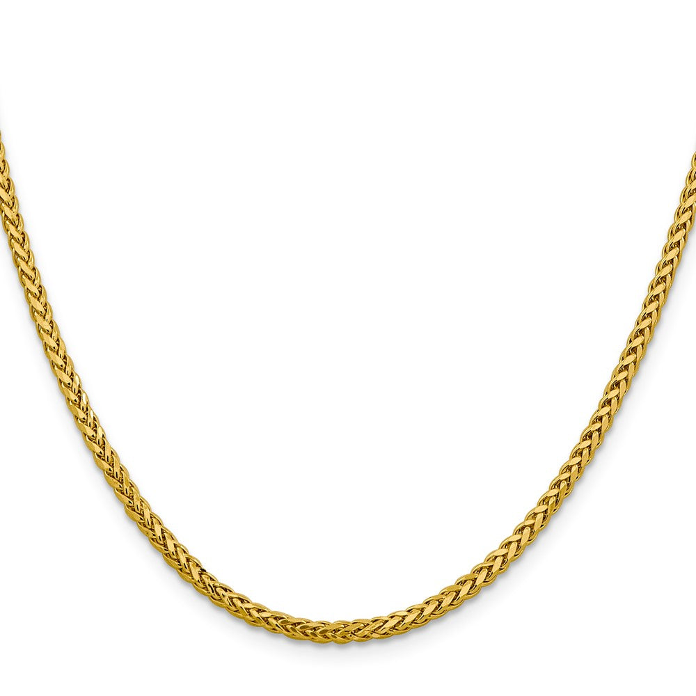14K Gelbgold 2.5mm Halbmassiv Diamantiert Weizen mit Karabinerverschluss Halskette
