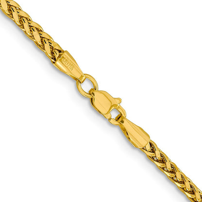 14K Gelbgold 2.5mm Halbmassiv Diamantiert Weizen mit Karabinerverschluss Halskette