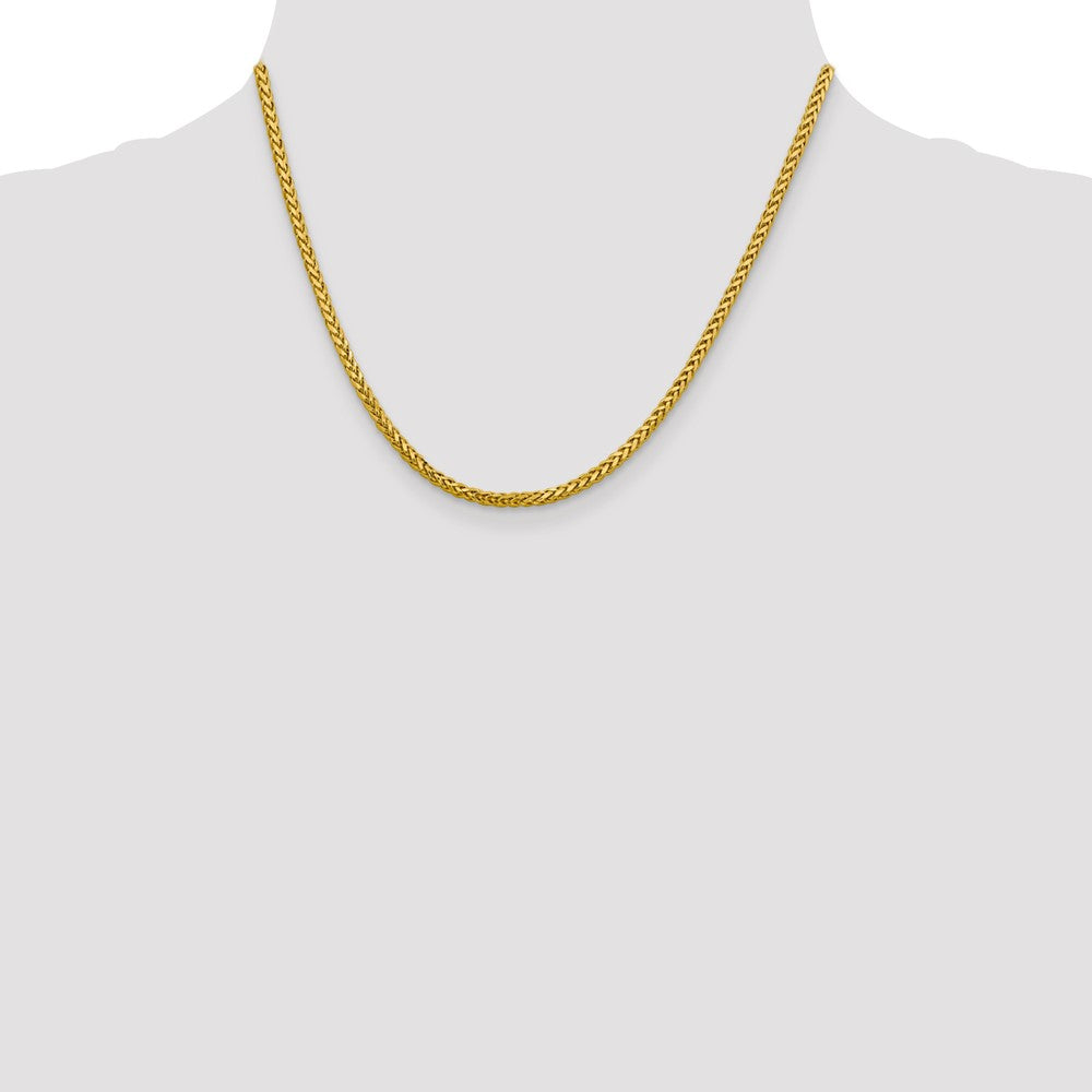 14K Gelbgold 2.5mm Halbmassiv Diamantiert Weizen mit Karabinerverschluss Halskette