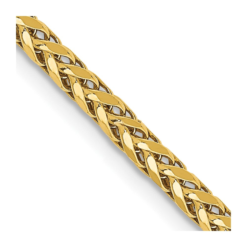 14K Gelbgold 2.5mm Halbmassiv Diamantiert Weizen mit Karabinerverschluss Halskette
