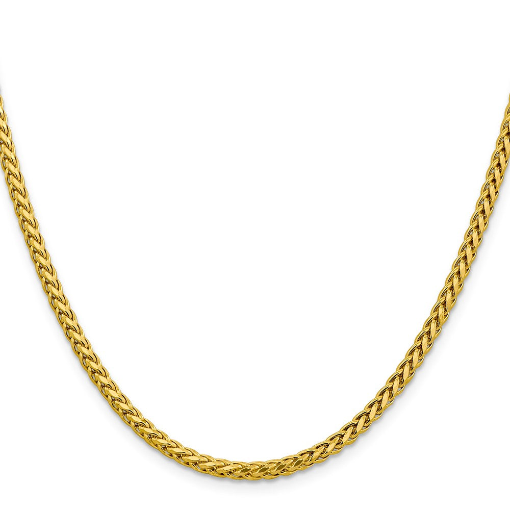 14K Gelbgold 3.1mm Halbmassiv Diamantiert Weizen mit Karabinerverschluss Halskette
