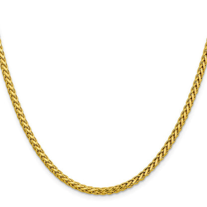 14K Gelbgold 3.1mm Halbmassiv Diamantiert Weizen mit Karabinerverschluss Halskette