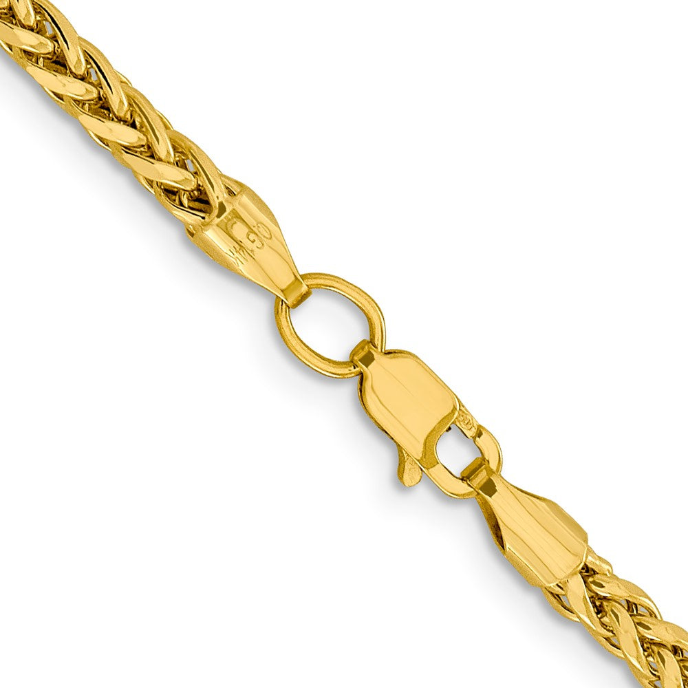 14K Gelbgold 3.1mm Halbmassiv Diamantiert Weizen mit Karabinerverschluss Halskette