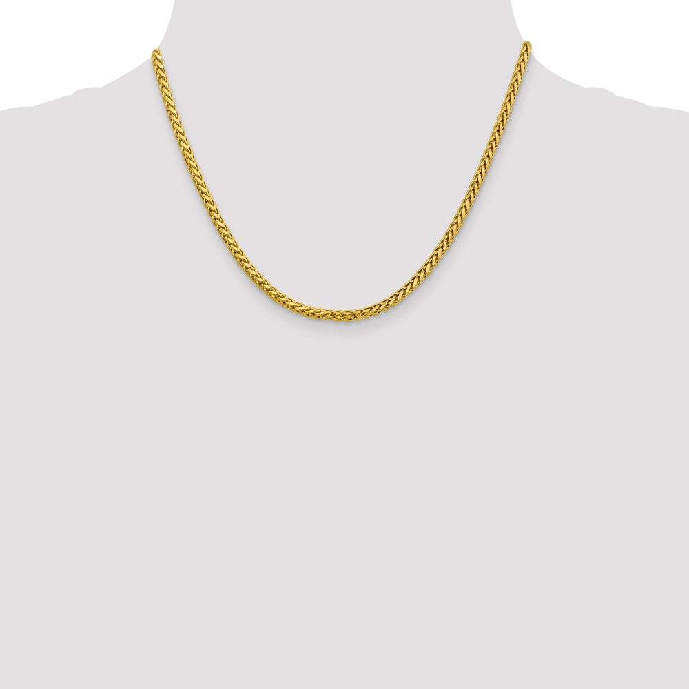 14K Gelbgold 3.1mm Halbmassiv Diamantiert Weizen mit Karabinerverschluss Halskette