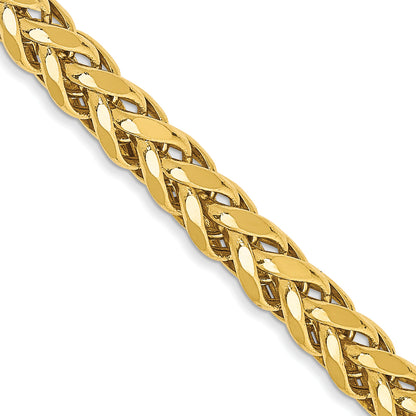 14K Gelbgold 3.7mm Halbmassiv Diamantiert Weizen mit Karabinerverschluss Halskette
