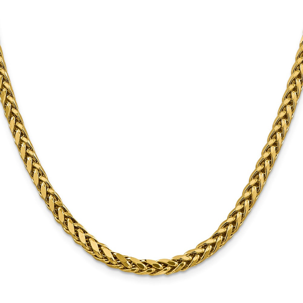 14K Gelbgold 5mm Halbmassiv Diamantiert Weizen mit Karabinerverschluss Halskette