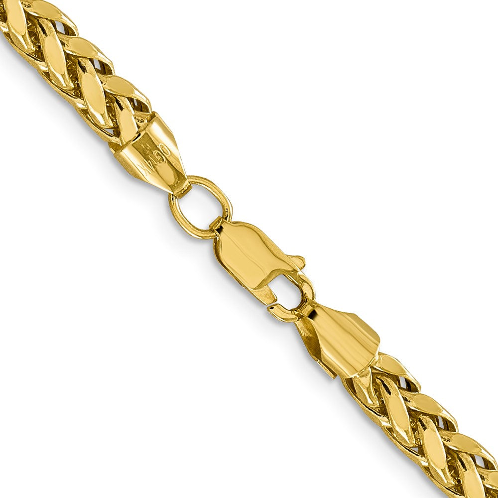 14K Gelbgold 5mm Halbmassiv Diamantiert Weizen mit Karabinerverschluss Halskette