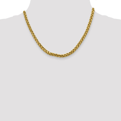 14K Gelbgold 5mm Halbmassiv Diamantiert Weizen mit Karabinerverschluss Halskette
