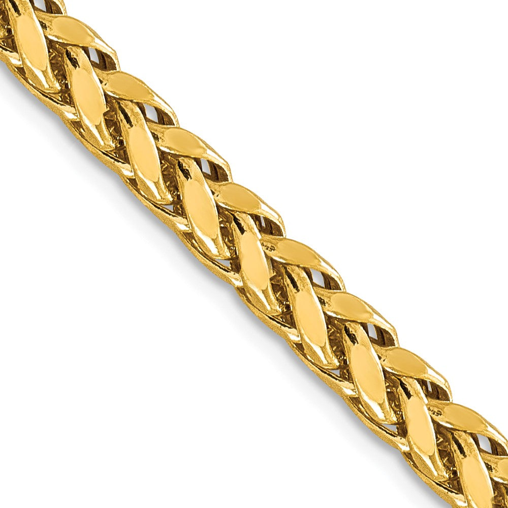 14K Gelbgold 5mm Halbmassiv Diamantiert Weizen mit Karabinerverschluss Halskette