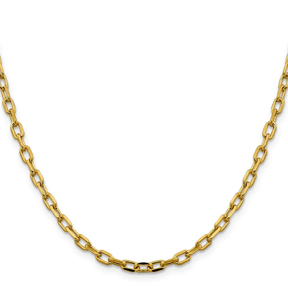 14K Gelbgold 3.7mm Halbmassiv Diamantiert Offen Glieder Ankerkette mit Karabinerverschluss Halskette