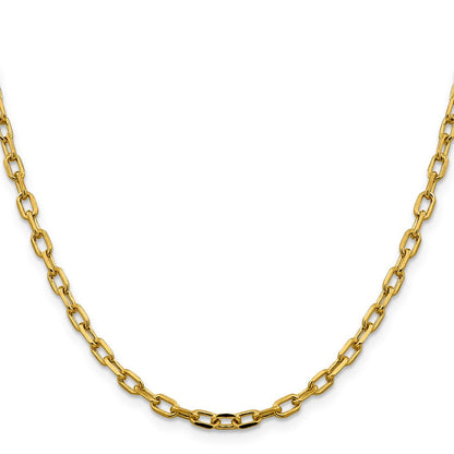 14K Gelbgold 3.7mm Halbmassiv Diamantiert Offen Glieder Ankerkette mit Karabinerverschluss Halskette