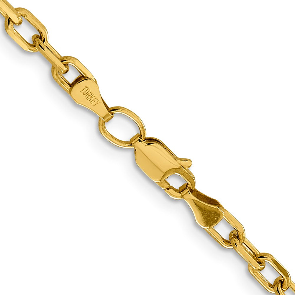 14K Gelbgold 3.7mm Halbmassiv Diamantiert Offen Glieder Ankerkette mit Karabinerverschluss Halskette