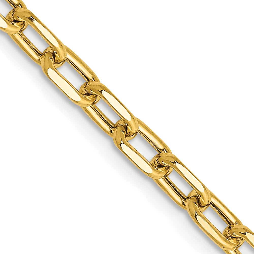 14K Gelbgold 3.7mm Halbmassiv Diamantiert Offen Glieder Ankerkette mit Karabinerverschluss Halskette