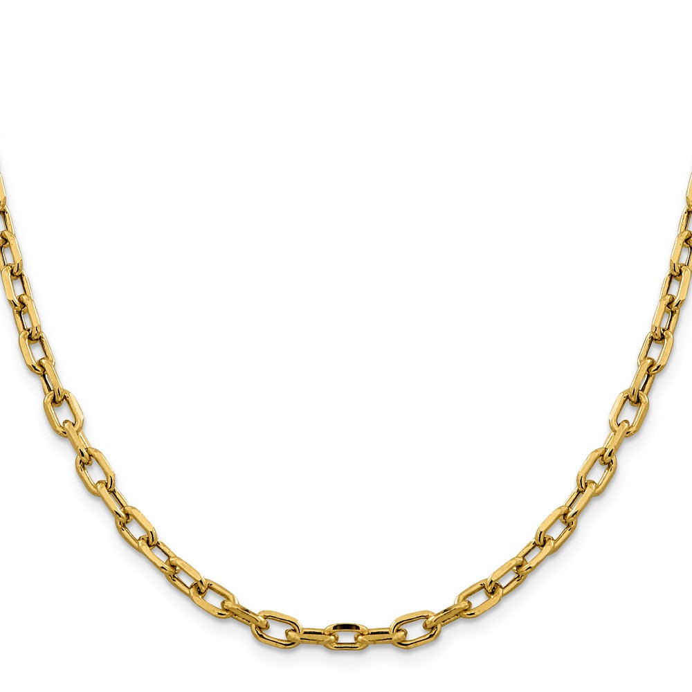 14K Gelbgold 4.9mm Halbmassiv Diamantiert Offen Glieder Ankerkette mit Karabinerverschluss Halskette