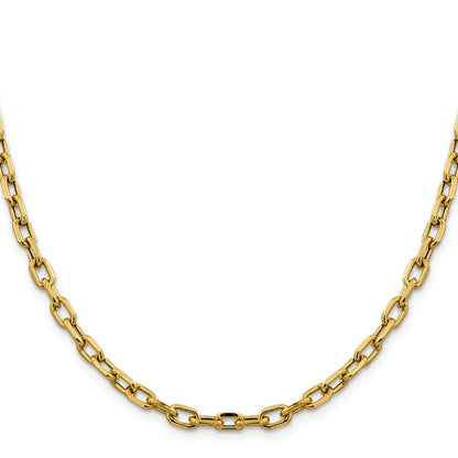 14K Gelbgold 4.9mm Halbmassiv Diamantiert Offen Glieder Ankerkette mit Karabinerverschluss Halskette
