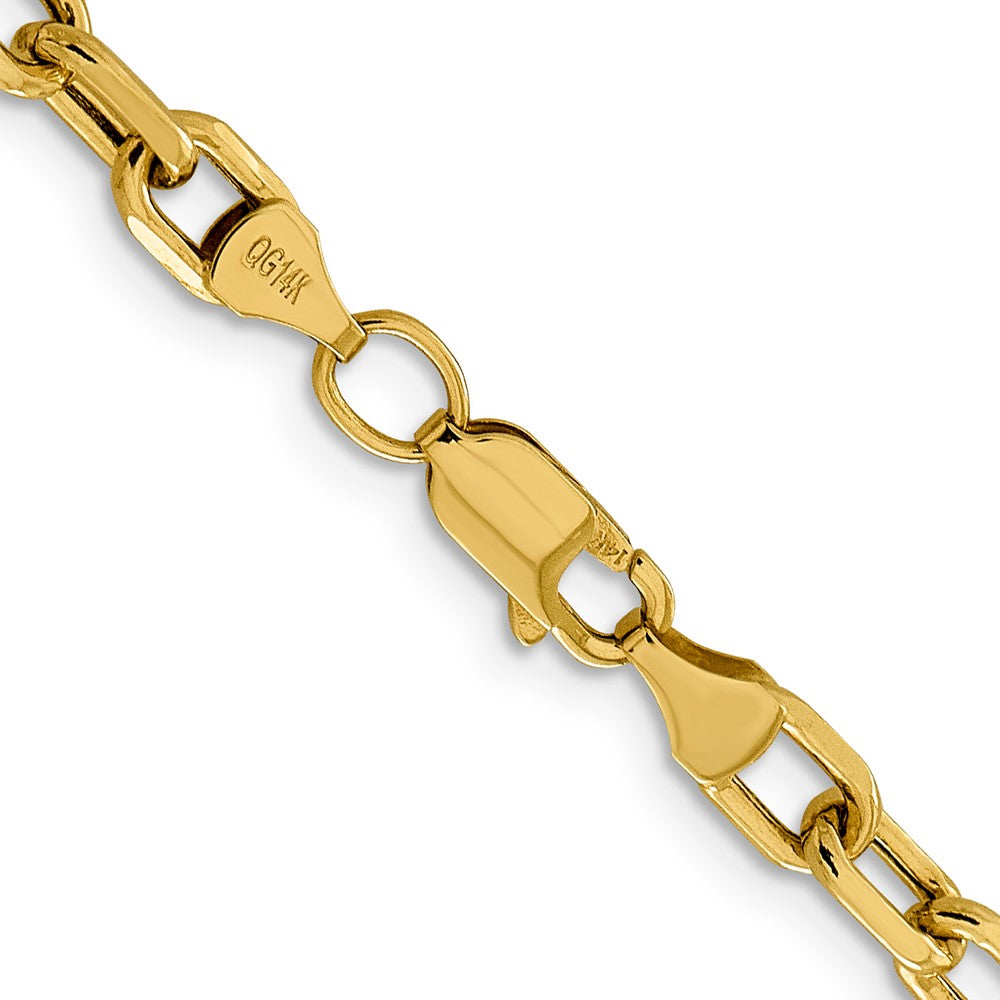 14K Gelbgold 4.9mm Halbmassiv Diamantiert Offen Glieder Ankerkette mit Karabinerverschluss Halskette