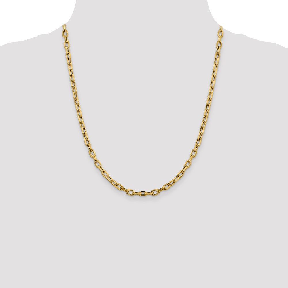 14K Gelbgold 4.9mm Halbmassiv Diamantiert Offen Glieder Ankerkette mit Karabinerverschluss Halskette