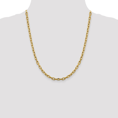 14K Gelbgold 4.9mm Halbmassiv Diamantiert Offen Glieder Ankerkette mit Karabinerverschluss Halskette