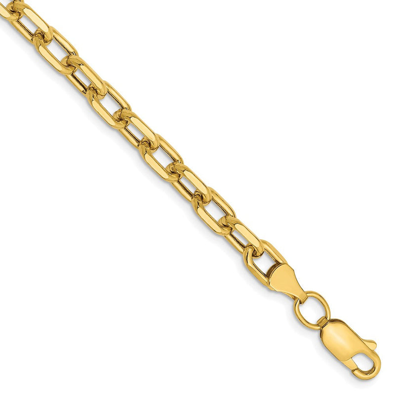 14K Gelbgold 4.9mm Halbmassiv Diamantiert Offen Glieder Ankerkette Gliederarmband