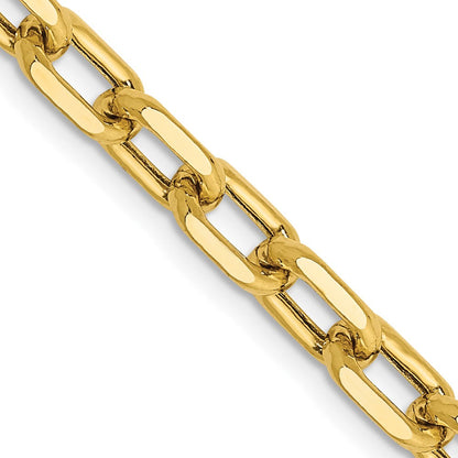 14K Gelbgold 4.9mm Halbmassiv Diamantiert Offen Glieder Ankerkette mit Karabinerverschluss Halskette