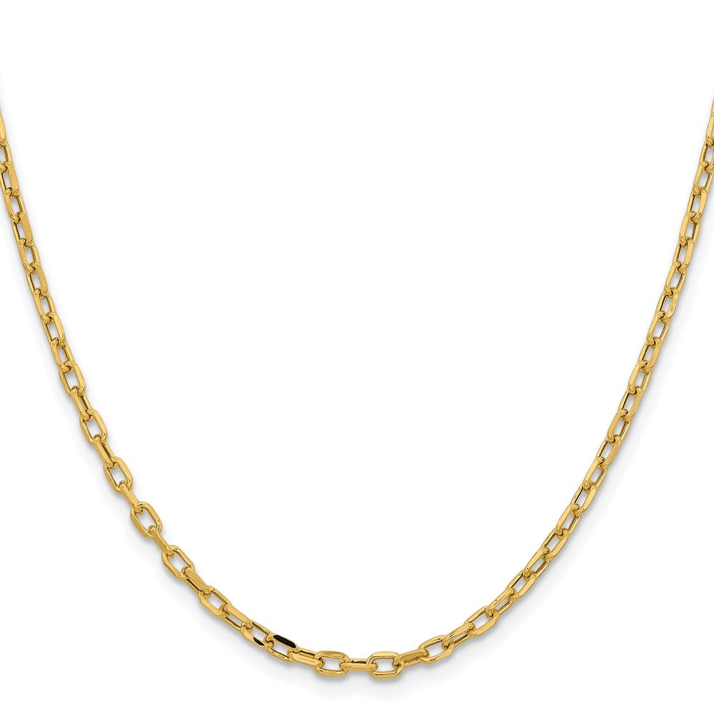 14K Gelbgold 3mm Halbmassiv Diamantiert Offen Glieder Ankerkette mit Karabinerverschluss Halskette