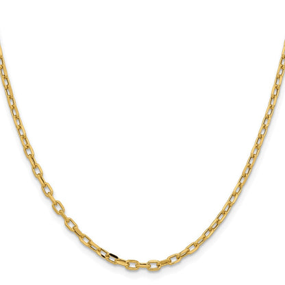 14K Gelbgold 3mm Halbmassiv Diamantiert Offen Glieder Ankerkette mit Karabinerverschluss Halskette