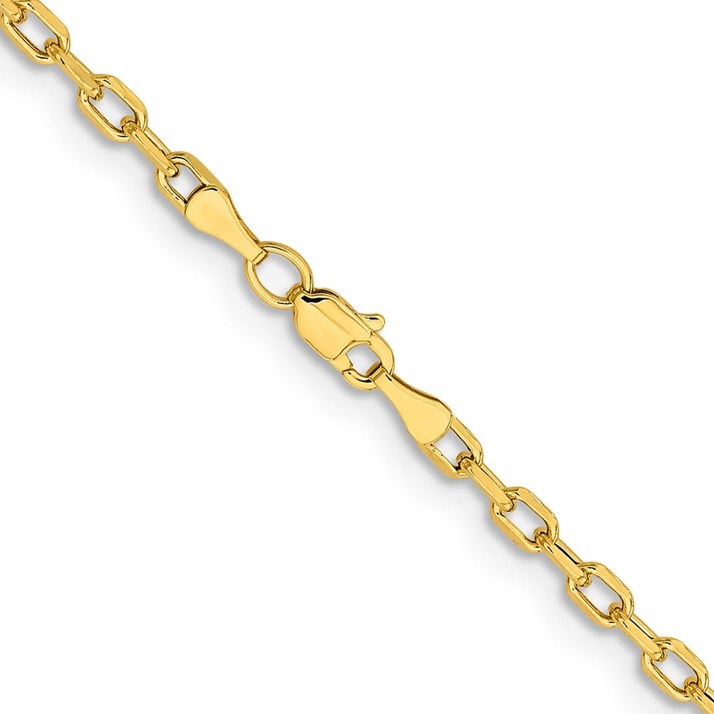 14K Gelbgold 3mm Halbmassiv Diamantiert Offen Glieder Ankerkette mit Karabinerverschluss Halskette