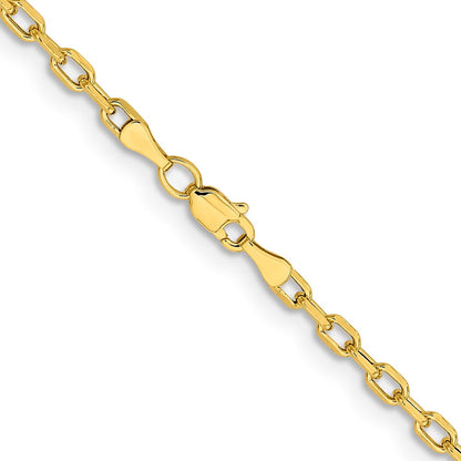 14K Gelbgold 3mm Halbmassiv Diamantiert Offen Glieder Ankerkette mit Karabinerverschluss Halskette