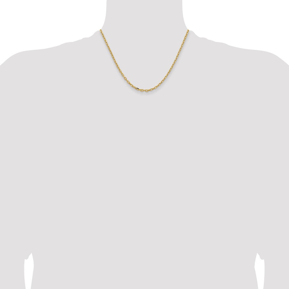14K Gelbgold 3mm Halbmassiv Diamantiert Offen Glieder Ankerkette mit Karabinerverschluss Halskette
