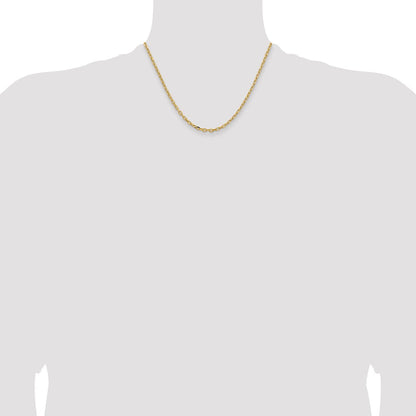 14K Gelbgold 3mm Halbmassiv Diamantiert Offen Glieder Ankerkette mit Karabinerverschluss Halskette