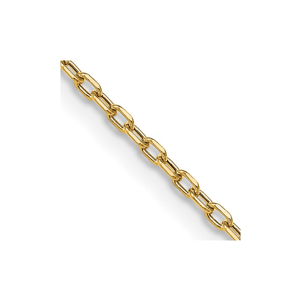 14K Gelbgold 3mm Halbmassiv Diamantiert Offen Glieder Ankerkette mit Karabinerverschluss Halskette