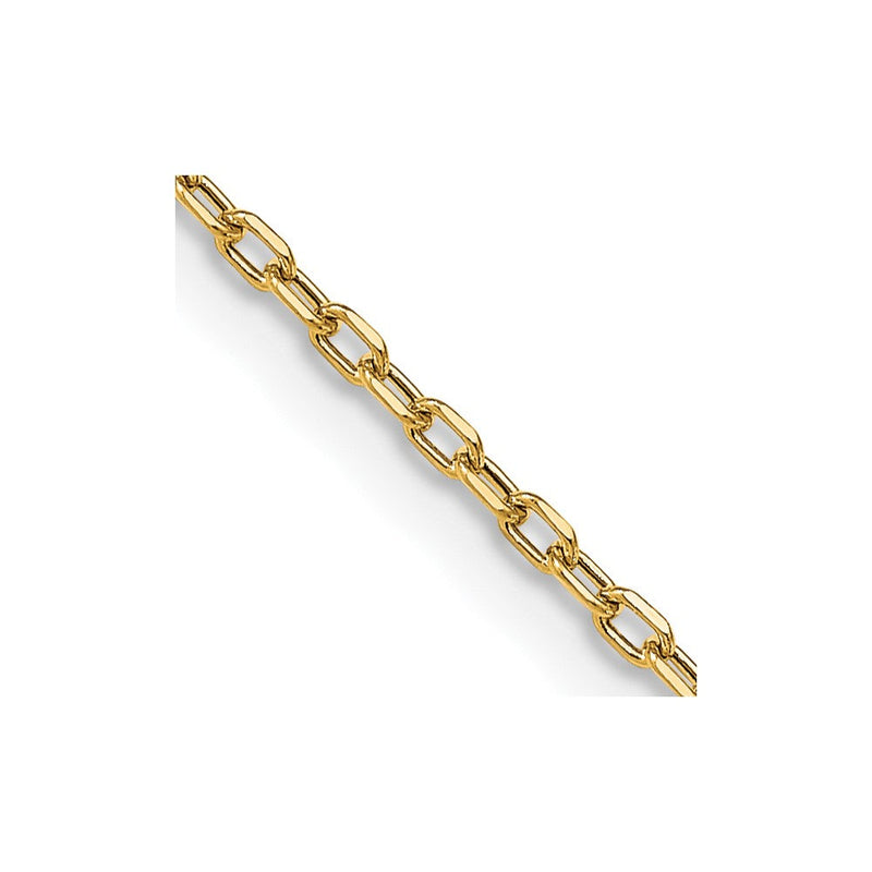 14K Gelbgold 3mm Halbmassiv Diamantiert Offen Glieder Ankerkette mit Karabinerverschluss Halskette