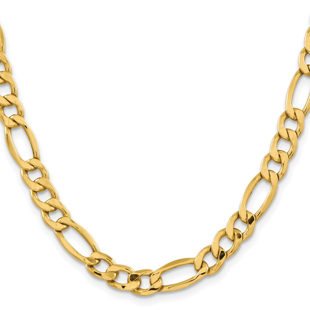 14K Gelbgold 8.5mm Halbmassiv Figaro mit Karabinerverschluss Halskette
