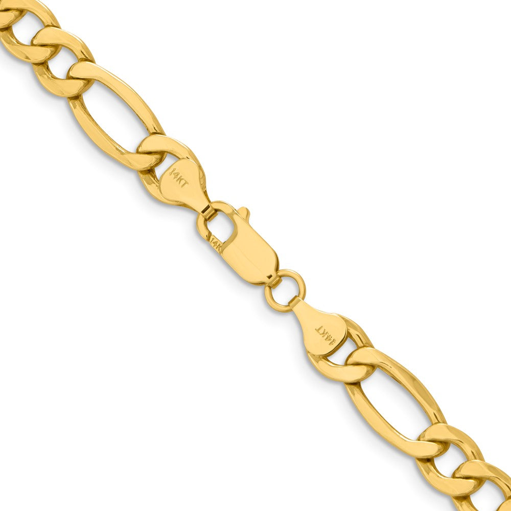 14K Gelbgold 8.5mm Halbmassiv Figaro mit Karabinerverschluss Halskette