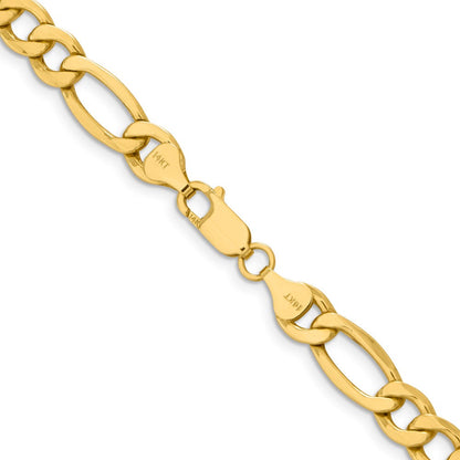 14K Gelbgold 8.5mm Halbmassiv Figaro mit Karabinerverschluss Halskette