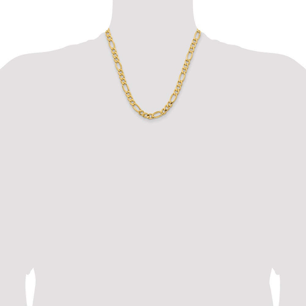 14K Gelbgold 8.5mm Halbmassiv Figaro mit Karabinerverschluss Halskette