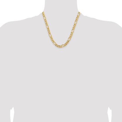 14K Gelbgold 8.5mm Halbmassiv Figaro mit Karabinerverschluss Halskette