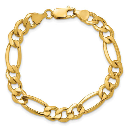 14K Gelbgold 8.5mm Halbmassiv Figaro mit Karabinerverschluss Gliederarmband