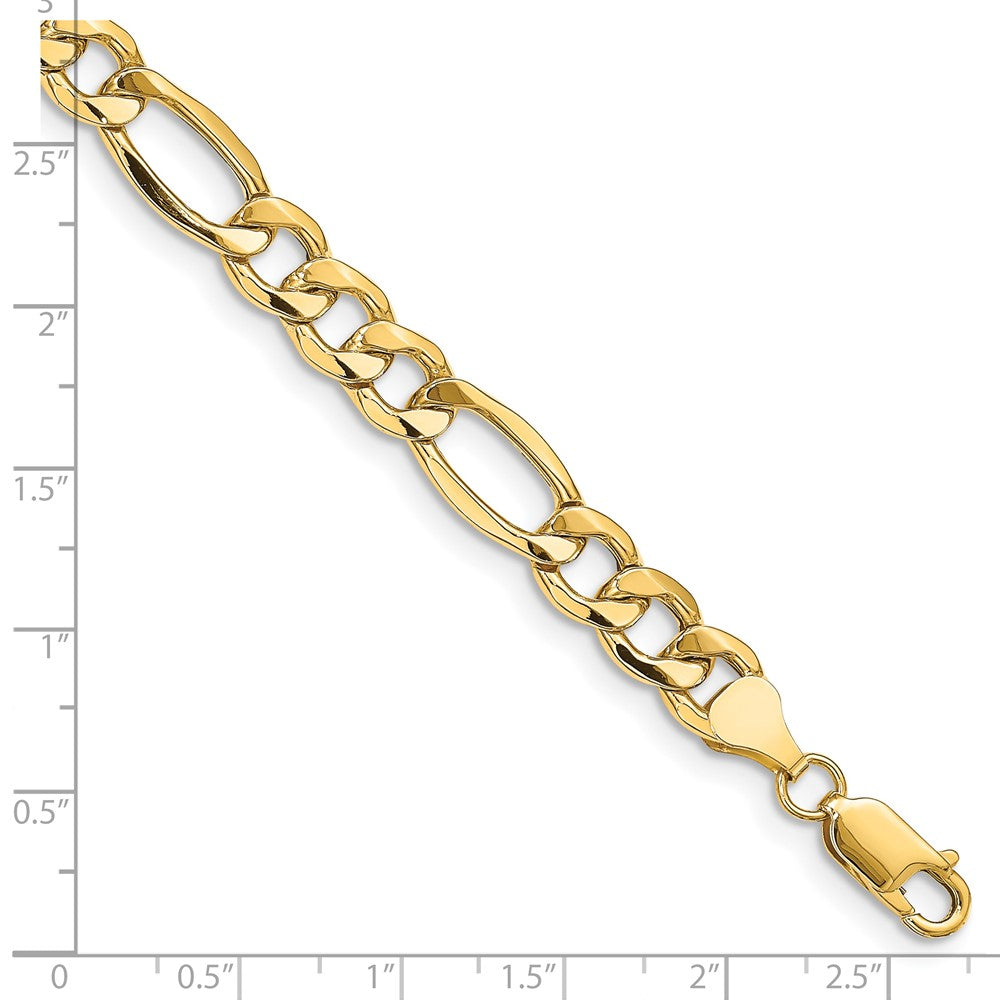 14K Gelbgold 8.5mm Halbmassiv Figaro mit Karabinerverschluss Gliederarmband