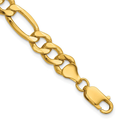 14K Gelbgold 8.5mm Halbmassiv Figaro mit Karabinerverschluss Gliederarmband