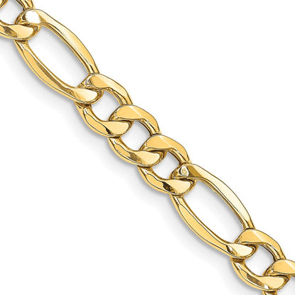 14K Gelbgold 8.5mm Halbmassiv Figaro mit Karabinerverschluss Halskette